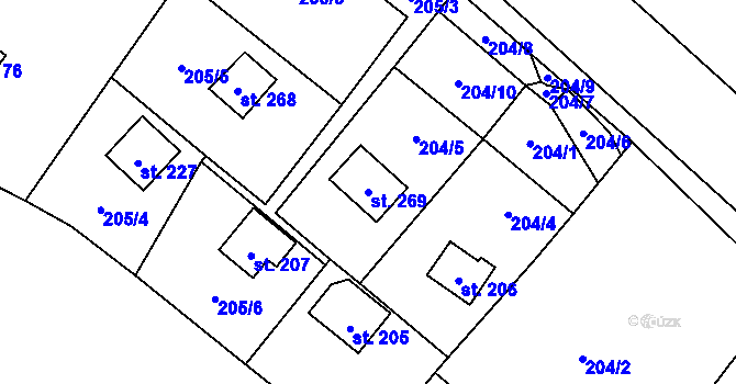 Parcela st. 269 v KÚ Račice nad Berounkou, Katastrální mapa