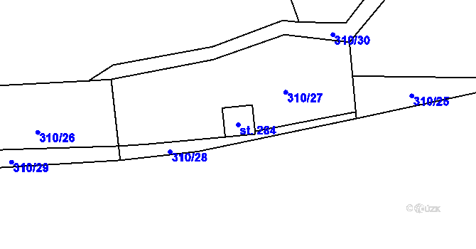 Parcela st. 284 v KÚ Račice nad Berounkou, Katastrální mapa