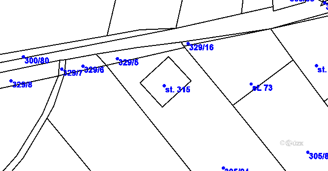 Parcela st. 315 v KÚ Račice nad Berounkou, Katastrální mapa