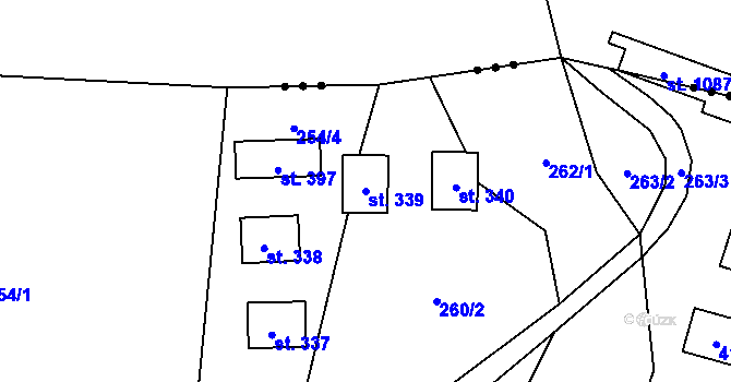 Parcela st. 339 v KÚ Račice nad Berounkou, Katastrální mapa