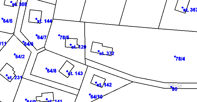 Parcela st. 372 v KÚ Račice nad Berounkou, Katastrální mapa