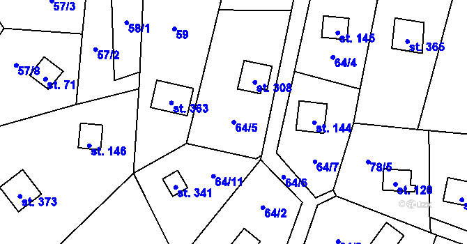 Parcela st. 64/5 v KÚ Račice nad Berounkou, Katastrální mapa