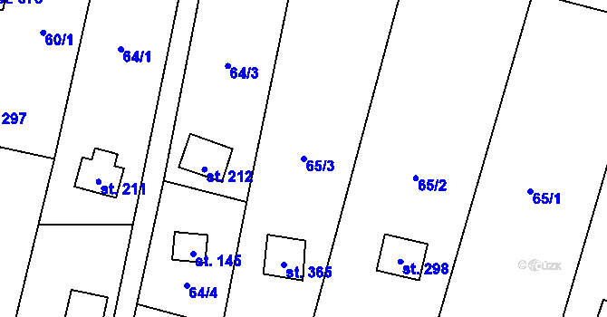 Parcela st. 65/3 v KÚ Račice nad Berounkou, Katastrální mapa