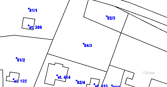 Parcela st. 84/3 v KÚ Račice nad Berounkou, Katastrální mapa