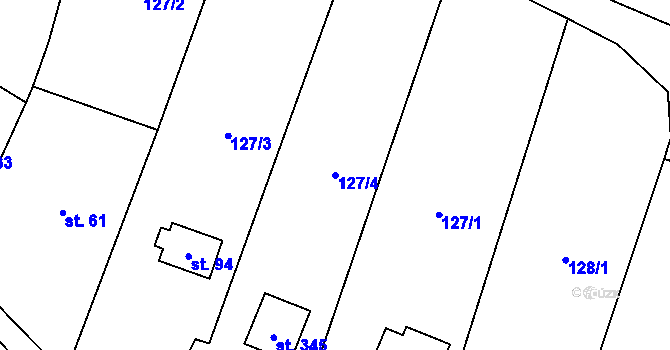 Parcela st. 127/4 v KÚ Račice nad Berounkou, Katastrální mapa