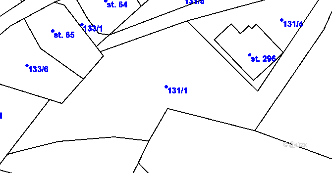 Parcela st. 131/1 v KÚ Račice nad Berounkou, Katastrální mapa