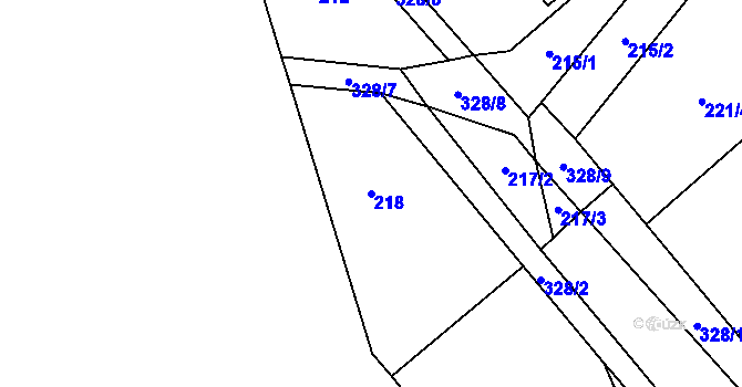 Parcela st. 218 v KÚ Račice nad Berounkou, Katastrální mapa
