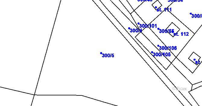 Parcela st. 300/5 v KÚ Račice nad Berounkou, Katastrální mapa