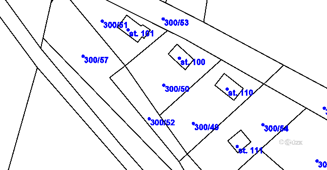 Parcela st. 300/50 v KÚ Račice nad Berounkou, Katastrální mapa