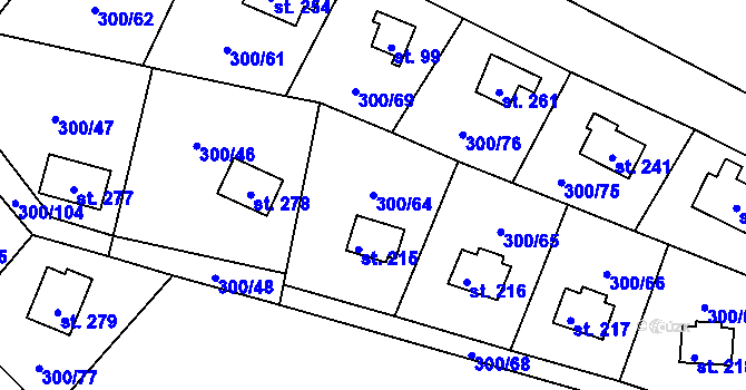 Parcela st. 300/64 v KÚ Račice nad Berounkou, Katastrální mapa