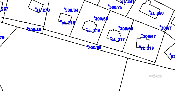 Parcela st. 300/68 v KÚ Račice nad Berounkou, Katastrální mapa