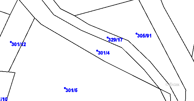 Parcela st. 301/4 v KÚ Račice nad Berounkou, Katastrální mapa