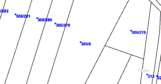 Parcela st. 305/5 v KÚ Račice nad Berounkou, Katastrální mapa