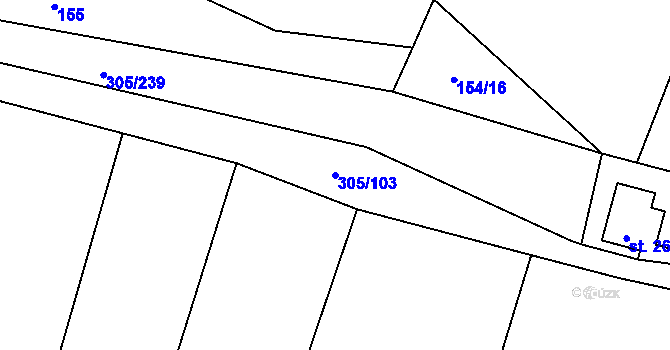 Parcela st. 305/103 v KÚ Račice nad Berounkou, Katastrální mapa