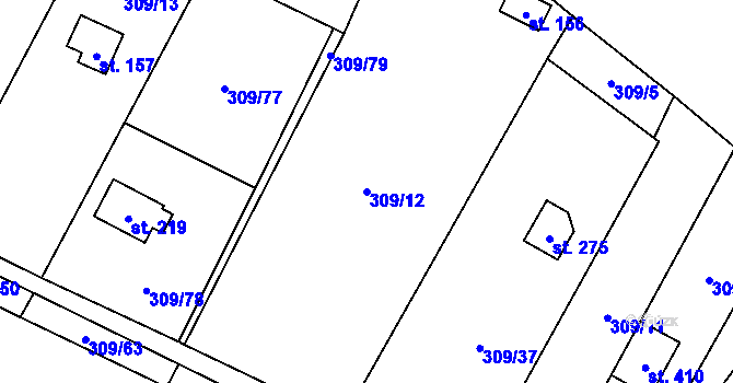 Parcela st. 309/12 v KÚ Račice nad Berounkou, Katastrální mapa
