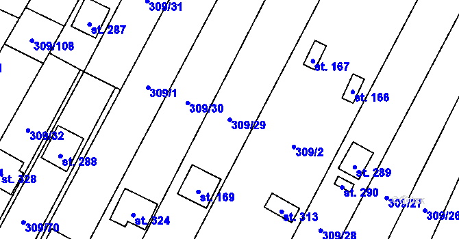 Parcela st. 309/29 v KÚ Račice nad Berounkou, Katastrální mapa