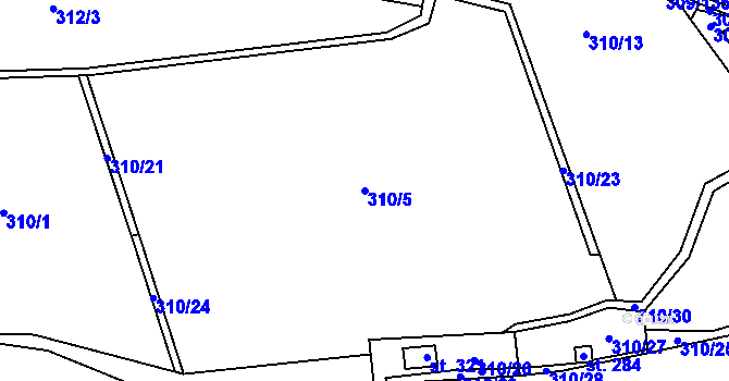 Parcela st. 310/5 v KÚ Račice nad Berounkou, Katastrální mapa