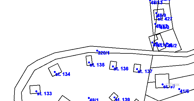 Parcela st. 320/1 v KÚ Račice nad Berounkou, Katastrální mapa