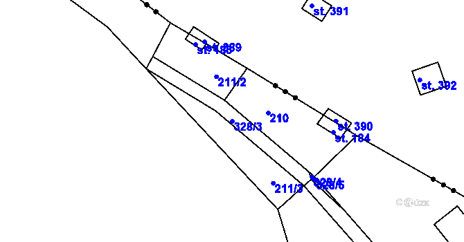Parcela st. 328/3 v KÚ Račice nad Berounkou, Katastrální mapa