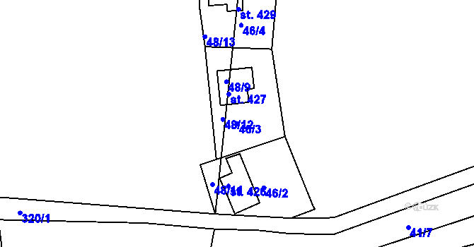 Parcela st. 46/3 v KÚ Račice nad Berounkou, Katastrální mapa