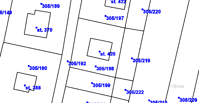 Parcela st. 420 v KÚ Račice nad Berounkou, Katastrální mapa