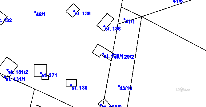 Parcela st. 129/1 v KÚ Račice nad Berounkou, Katastrální mapa