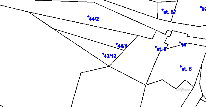 Parcela st. 43/12 v KÚ Račice nad Berounkou, Katastrální mapa