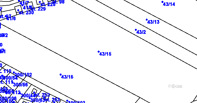 Parcela st. 43/15 v KÚ Račice nad Berounkou, Katastrální mapa