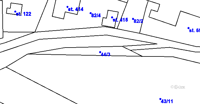 Parcela st. 44/3 v KÚ Račice nad Berounkou, Katastrální mapa