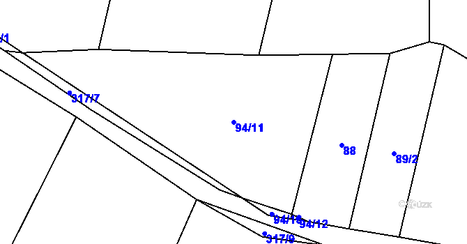Parcela st. 94/11 v KÚ Račice nad Berounkou, Katastrální mapa