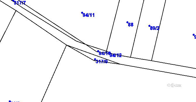 Parcela st. 94/13 v KÚ Račice nad Berounkou, Katastrální mapa