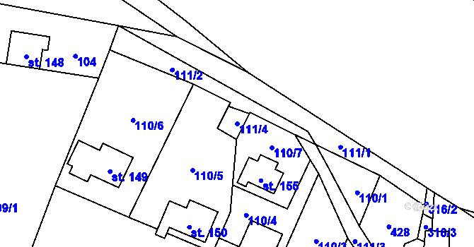 Parcela st. 111/4 v KÚ Račice nad Berounkou, Katastrální mapa