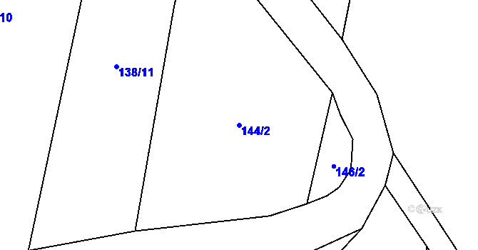 Parcela st. 144/2 v KÚ Račice nad Berounkou, Katastrální mapa