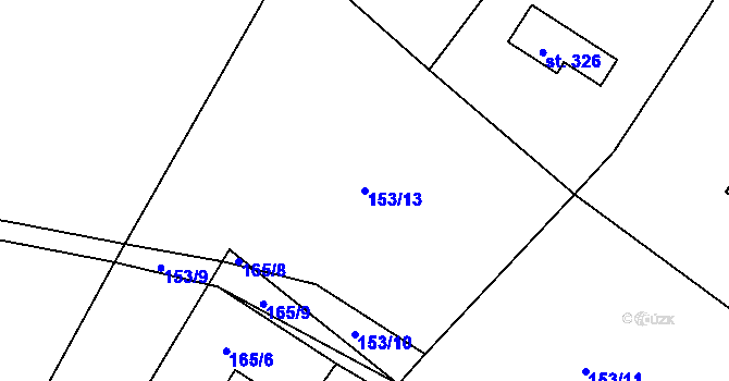 Parcela st. 153/13 v KÚ Račice nad Berounkou, Katastrální mapa