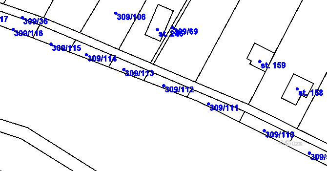 Parcela st. 309/112 v KÚ Račice nad Berounkou, Katastrální mapa