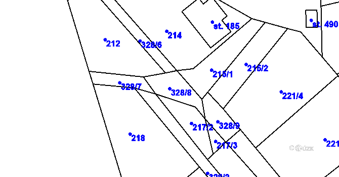 Parcela st. 328/8 v KÚ Račice nad Berounkou, Katastrální mapa