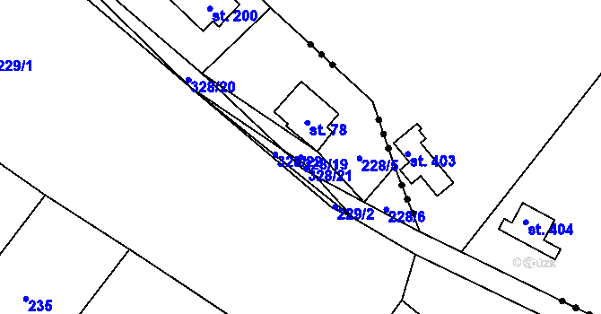Parcela st. 328/19 v KÚ Račice nad Berounkou, Katastrální mapa