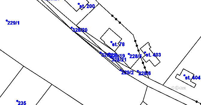 Parcela st. 328/22 v KÚ Račice nad Berounkou, Katastrální mapa