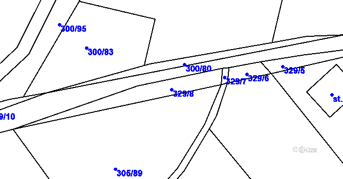 Parcela st. 329/8 v KÚ Račice nad Berounkou, Katastrální mapa