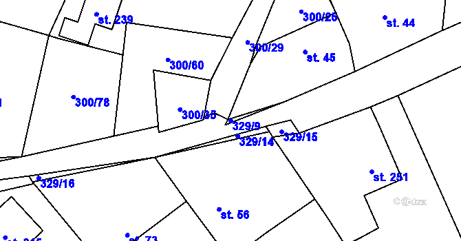 Parcela st. 329/9 v KÚ Račice nad Berounkou, Katastrální mapa