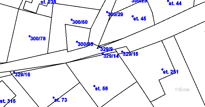 Parcela st. 329/14 v KÚ Račice nad Berounkou, Katastrální mapa