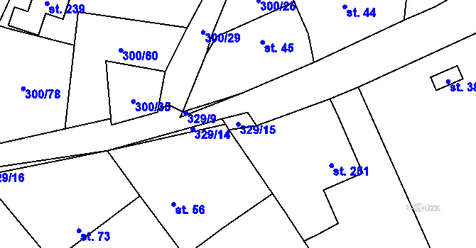 Parcela st. 329/15 v KÚ Račice nad Berounkou, Katastrální mapa