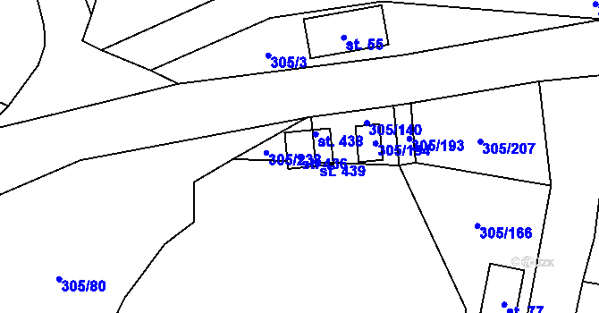 Parcela st. 436 v KÚ Račice nad Berounkou, Katastrální mapa