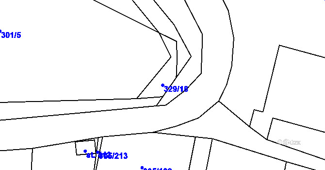 Parcela st. 329/18 v KÚ Račice nad Berounkou, Katastrální mapa