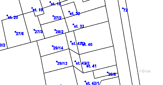 Parcela st. 40 v KÚ Hněvice, Katastrální mapa