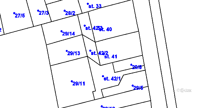 Parcela st. 41 v KÚ Hněvice, Katastrální mapa