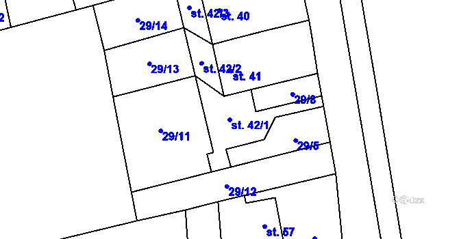 Parcela st. 42/1 v KÚ Hněvice, Katastrální mapa