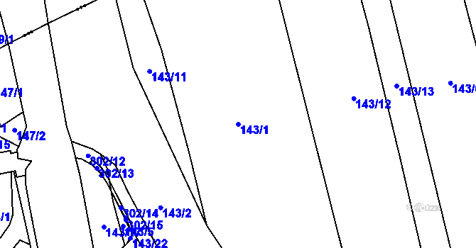 Parcela st. 143/1 v KÚ Hněvice, Katastrální mapa