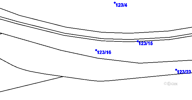 Parcela st. 123/16 v KÚ Hněvice, Katastrální mapa