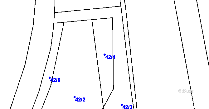 Parcela st. 42/4 v KÚ Hněvice, Katastrální mapa